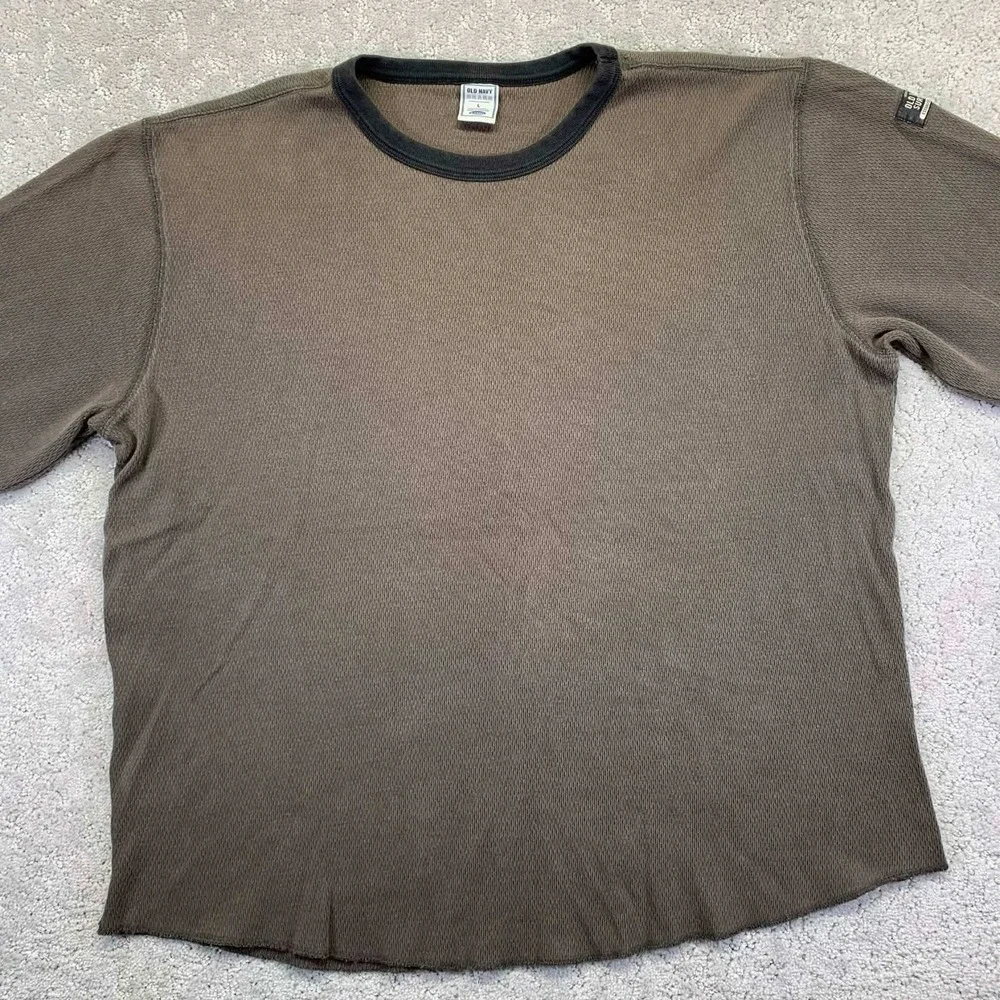 Old Navy Mens Long‎ Sleeve Thermal Shirt Brown Crew Neck Size Large Surplus